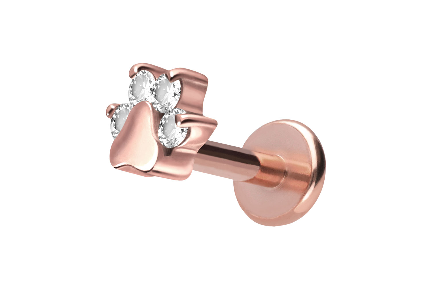 Titan Labret Piercing mit Push Fit KRISTALLPFOTE